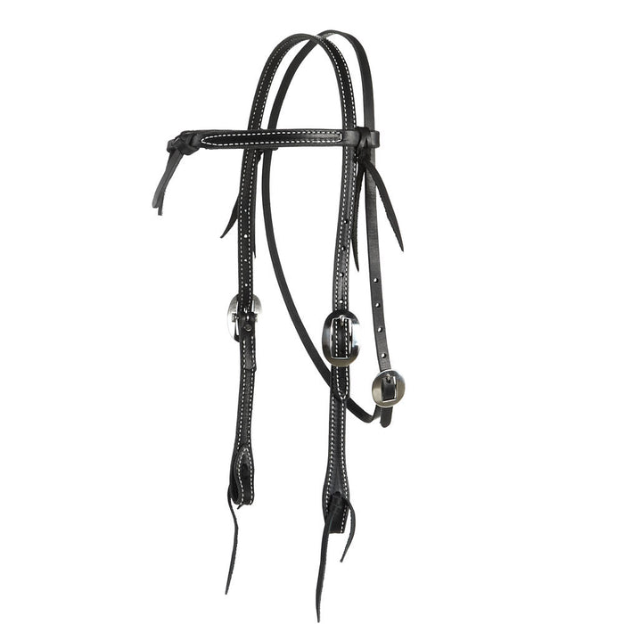 Black Stitched Knotted Browband Headstall