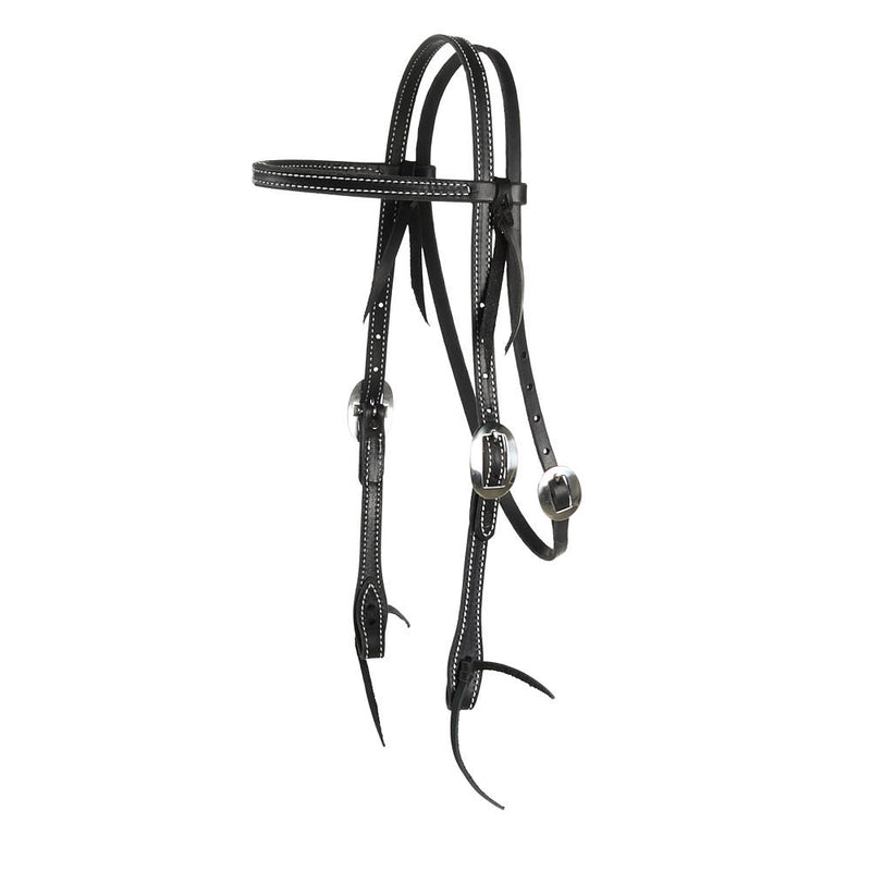 Black Stitched Straight Browband headstall