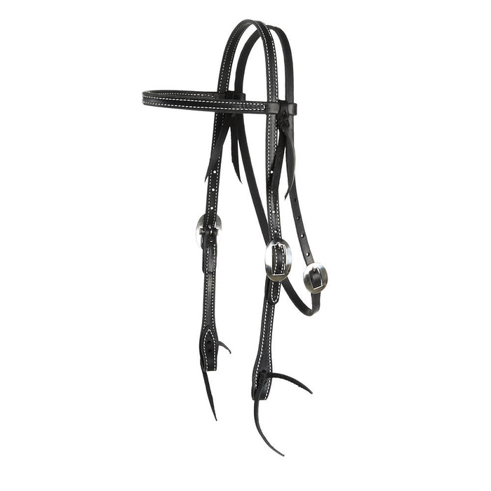 Black Stitched Straight Browband headstall