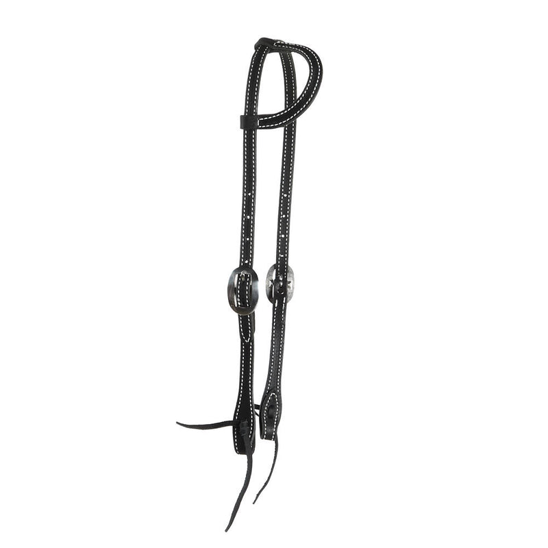 Black Stitched Single Ear Headstall