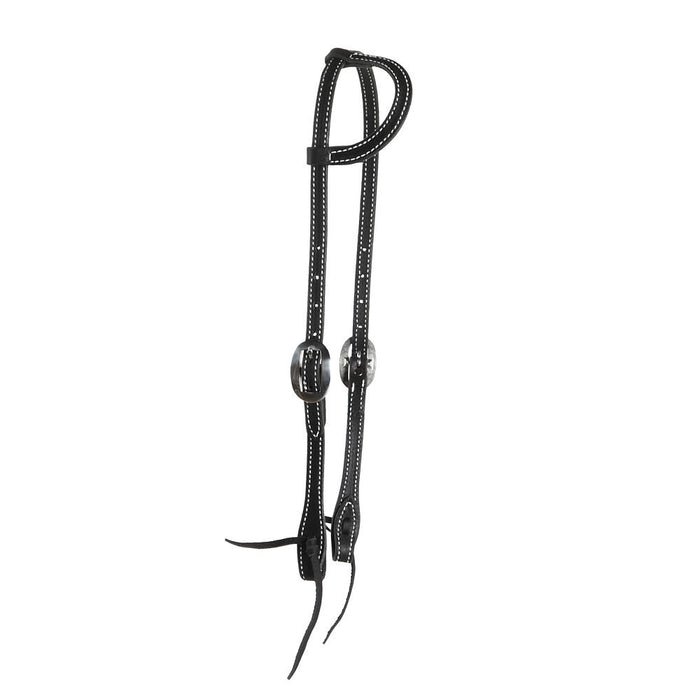 Black Stitched Single Ear Headstall