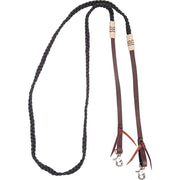 Black Braided Roping Rein with Rawhide Accents