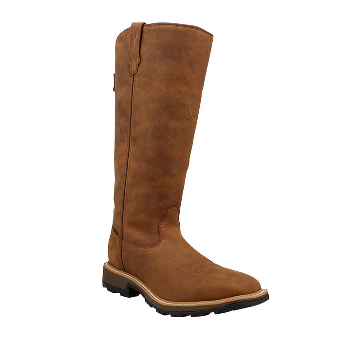 Men's UltralightBrown Square Toe 16in Snake Boot