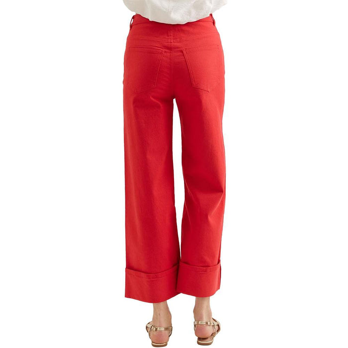 Women's Red Mid Rise Ankle Pants