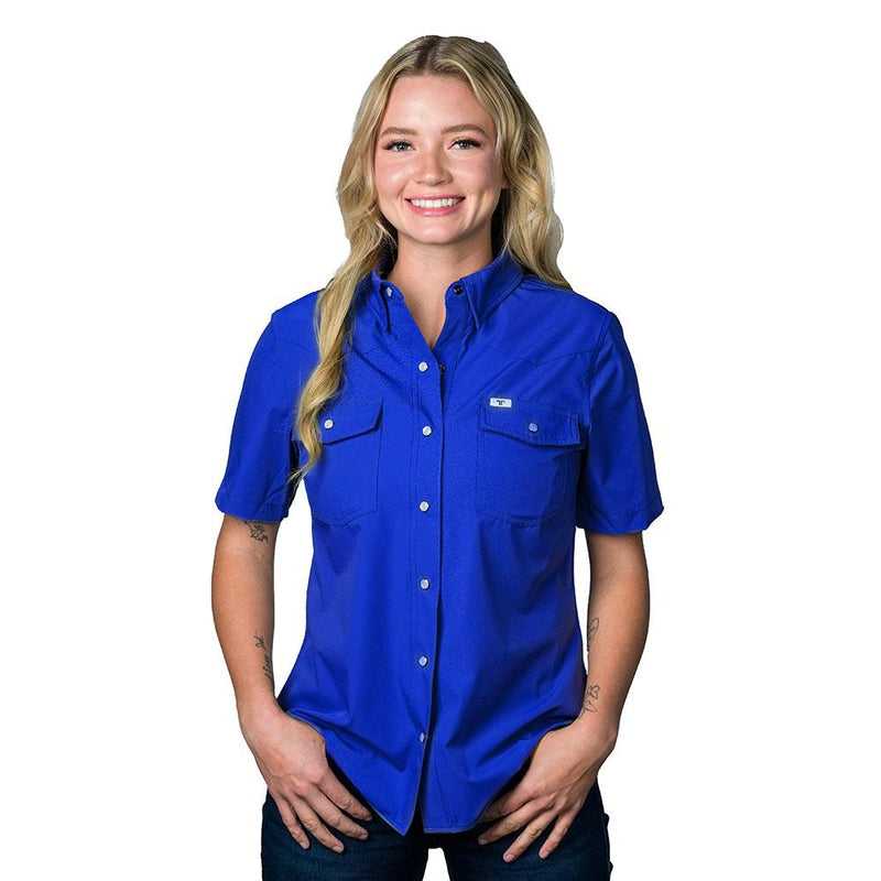 Ferrell Women's CORE Cobalt Blue Short Sleeve Western Shirt Small