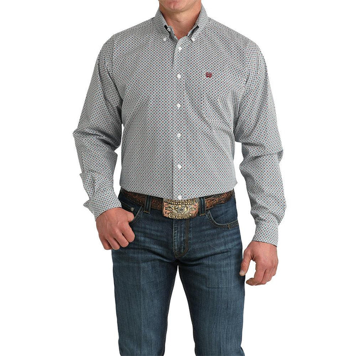 Men's White Multi Color Print Shirt