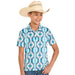 Boy's Turquoise Aztec Print Polo