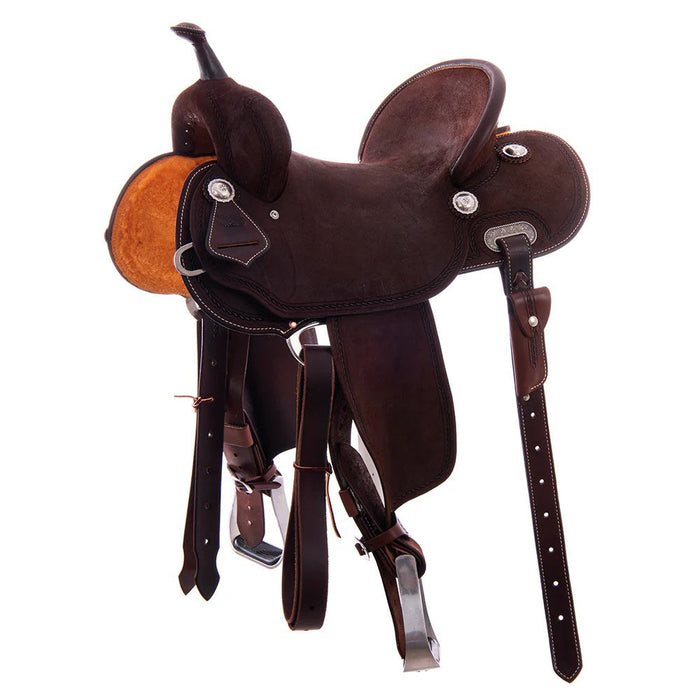 1420HDX Chocolate 1/2 Breed Sunflower Barrel Saddle