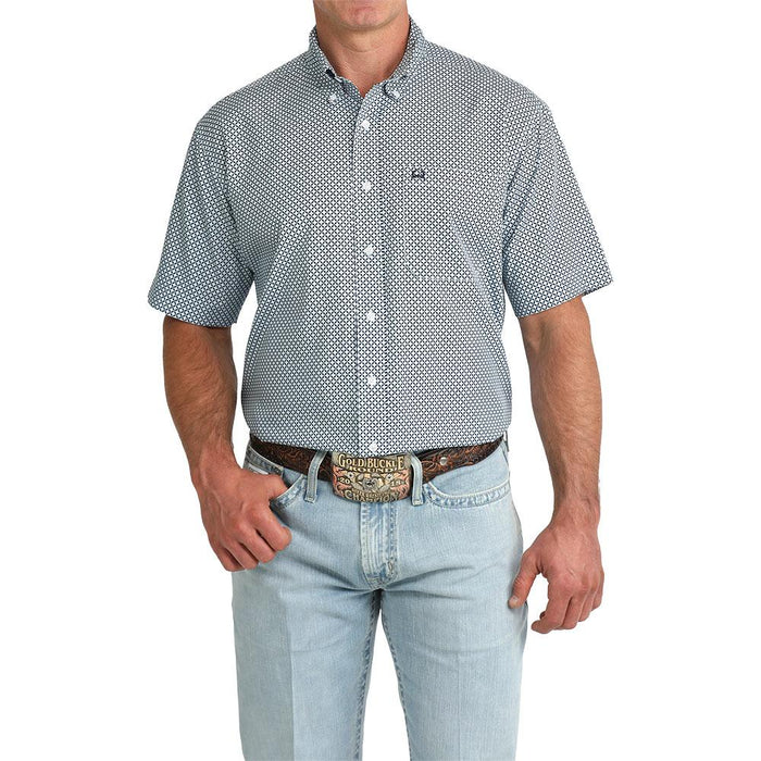 Men's Light Blue Print ArenaFlex Short Sleeve Shirt