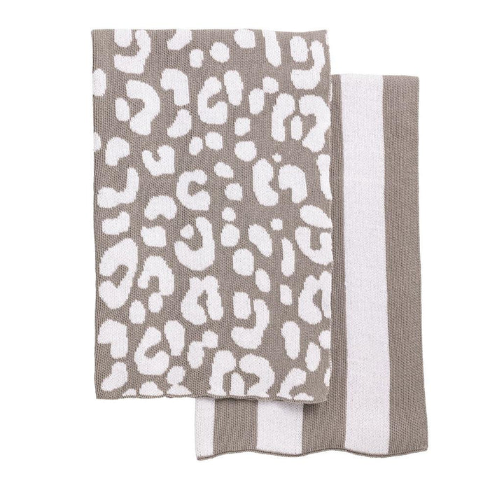 Grey Leopard Knit Towel