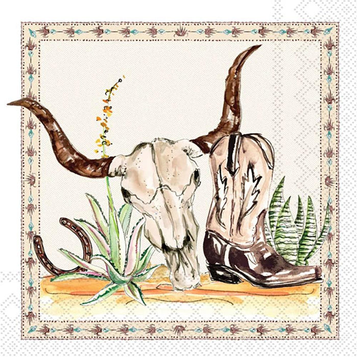 Western Boots and Skull Cocktail Napkins