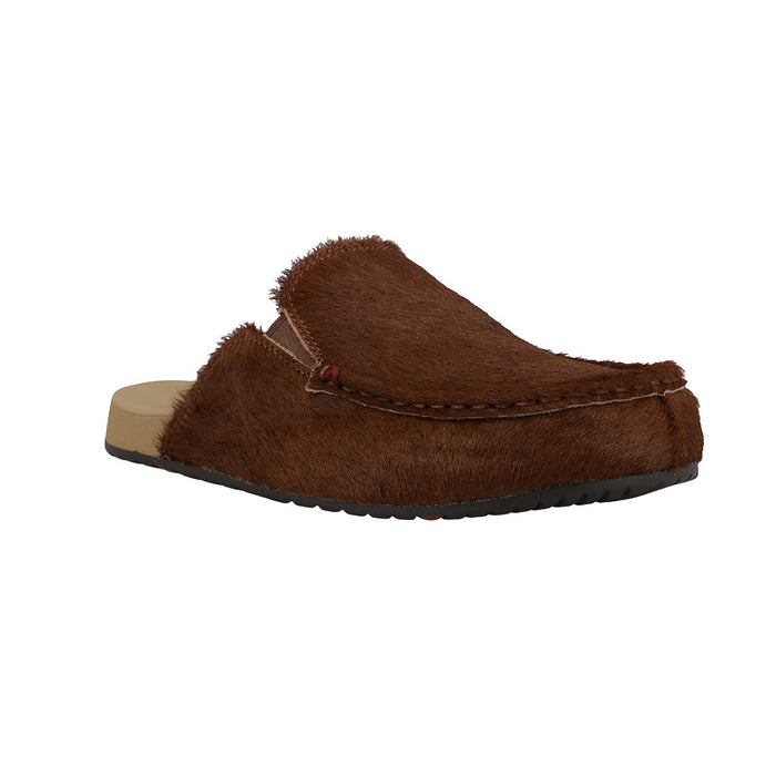 Women's Dark Brown & Tan Hair On Mule
