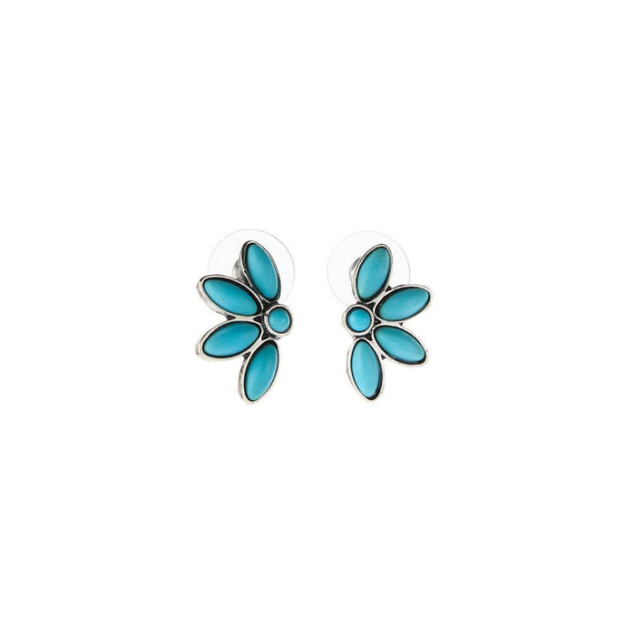 Half Flower Turquoise Earrings