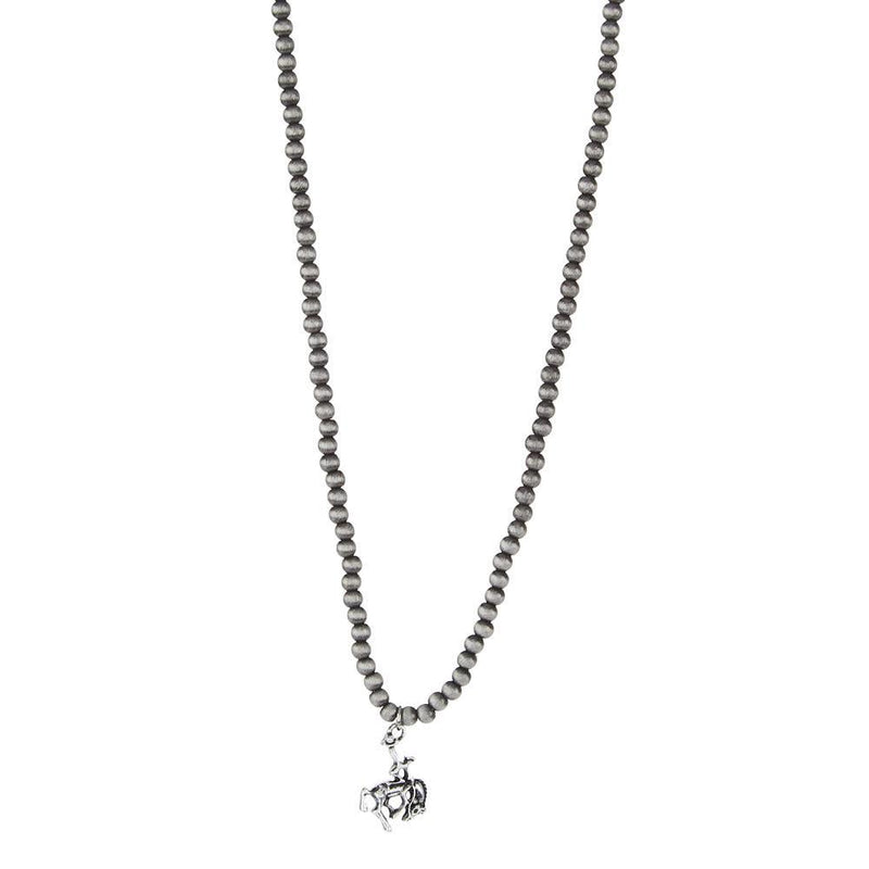 Silver Bucking Horse Charm Necklace