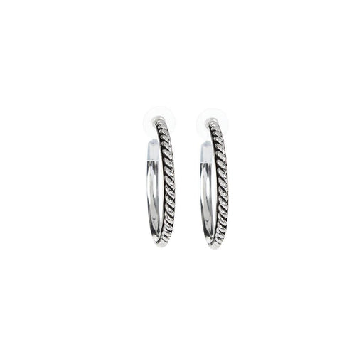 White Gold Hoop Twist Earrings