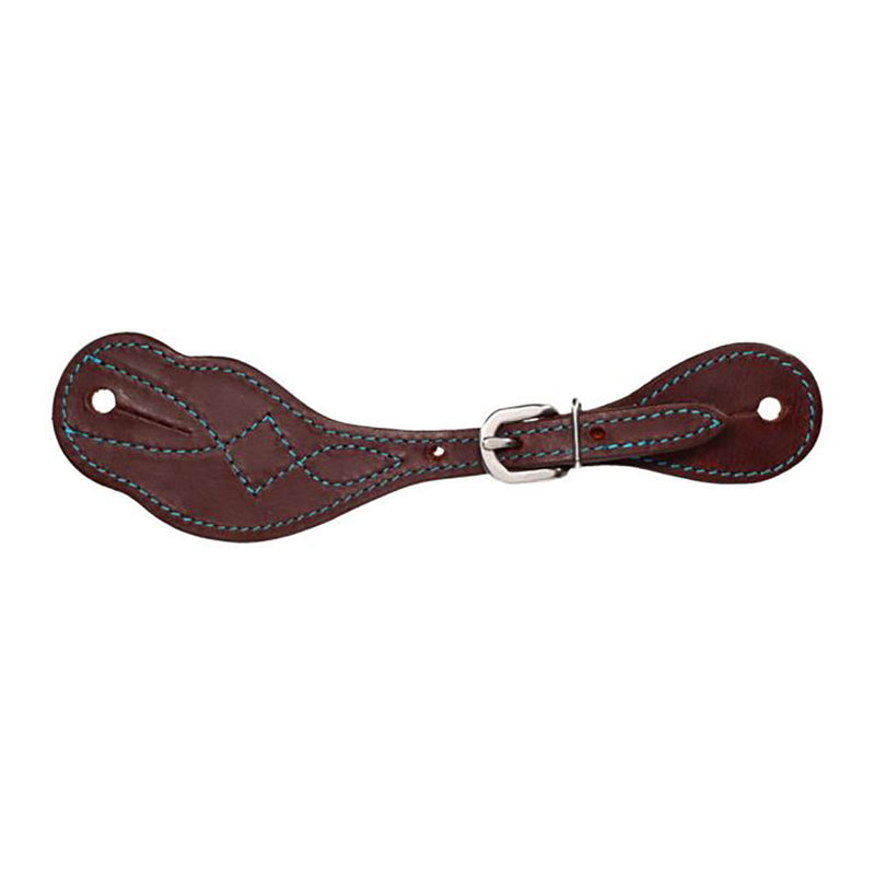 Ladies Turquoise Harness Leather Colored Spur Straps