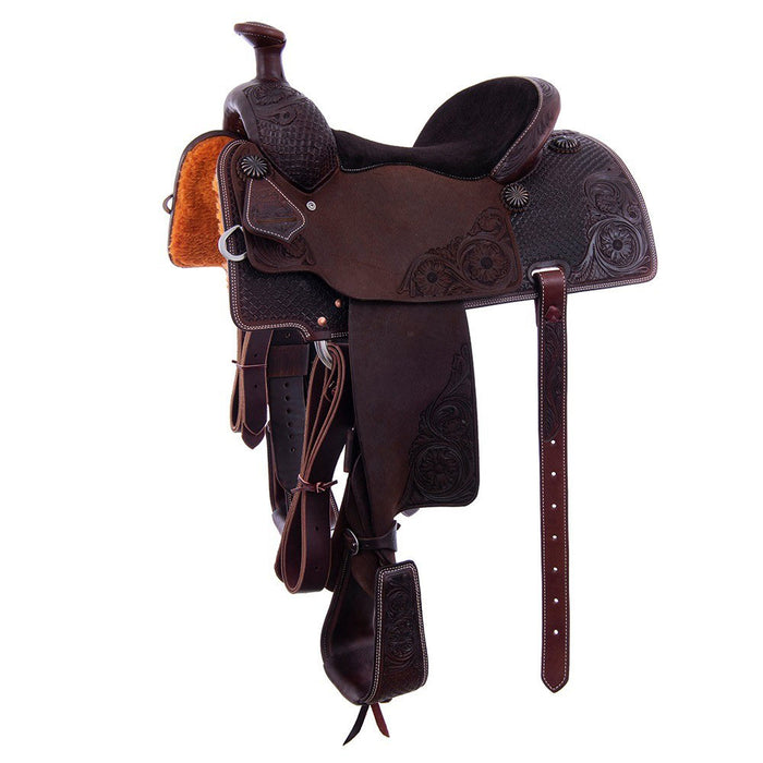 Chocolate Waffle and Floral Tooled 14.5in Versatility Saddle