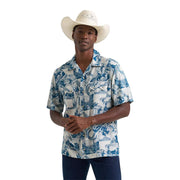 Men's Cowboy Coconut Blue Western Print Shirt