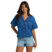 Women's Embroidered Denim Camp Shirt