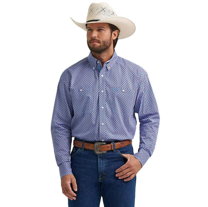 Men's George Strait Blue & Red Printed Shirt