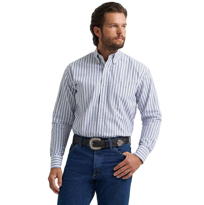 Men's George Strait Blue & White Stripe Shirt