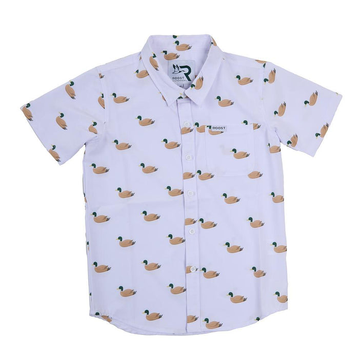 Boy's White Mallard Button Shirt