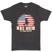 Ohio Flag Roper Round Logo Black Tee Shirt