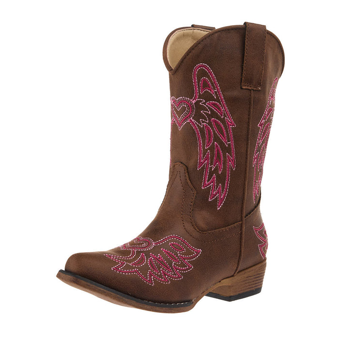Kid's Brown Faux Vamp 9in Embroidered Wings and Harts Top