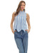 Women's Light Blue Striped Sleeveless Top