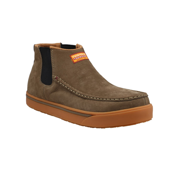 Men's Chelsea 4in Brown Nano Round Moc Toe Work Boot