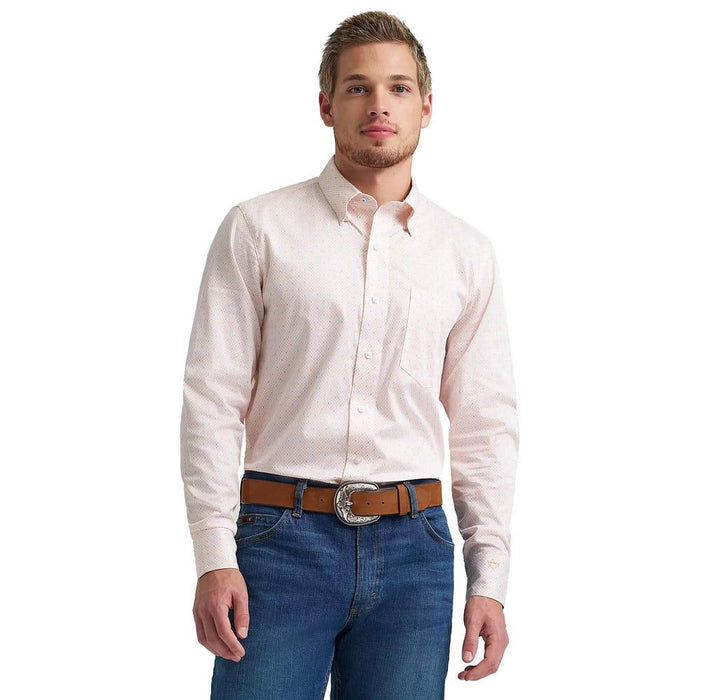 Men's Cody Johnson Peach Dot Print Long Sleeve Shirt