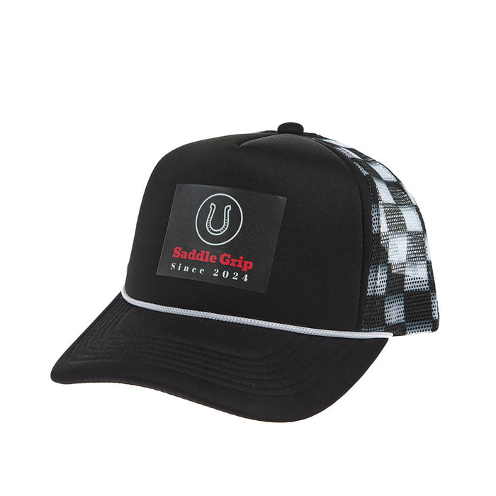 Black and White Checkered Trucker Cap