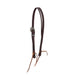 Dark Leather Silver Feather Buckle 3/4 inch Slit Ear Headstall