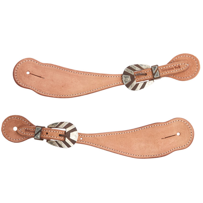 Men`s Roughout Antique Brown Silver Bar Buckle Spur Straps