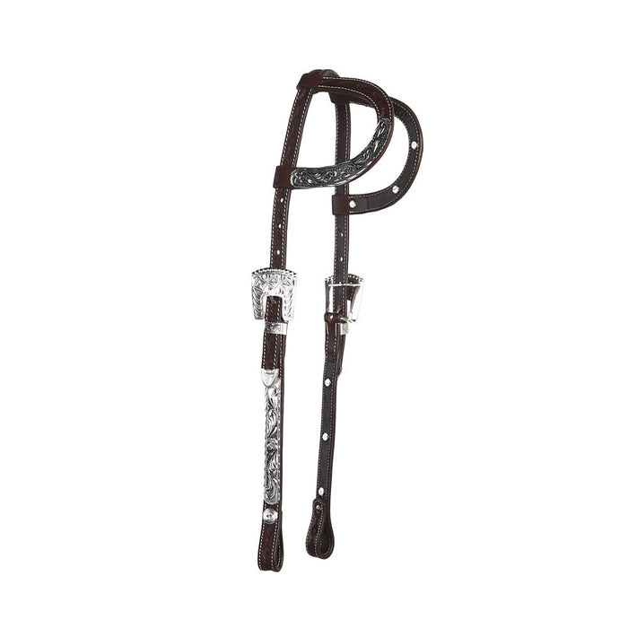 Chocolate Diamond Tooled Double Ear Show Headstall
