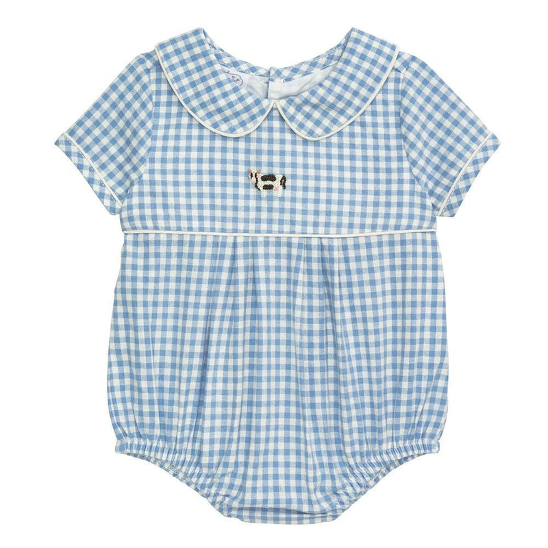 Boy's Blue Cow Gingham Bubble