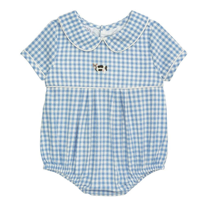 Boy's Blue Cow Gingham Bubble