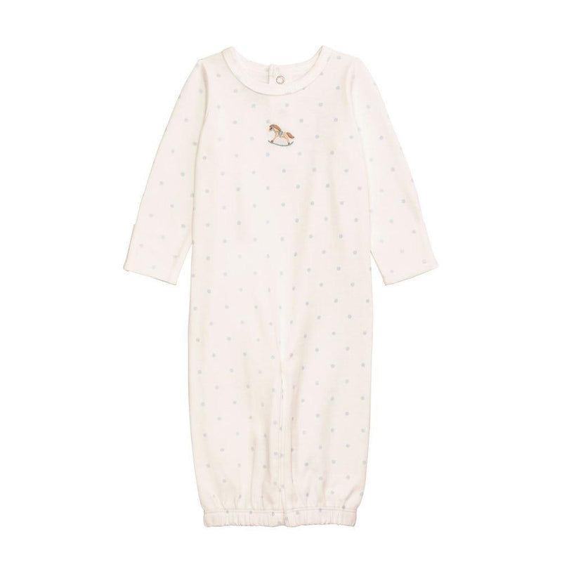 Boy's White Rocking Horse Polk A Dot Gown