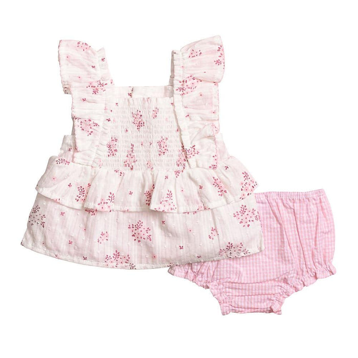 Girl's Pink Blossom Pinafore Set