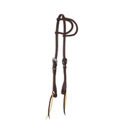 5/8in Chocolate Roughout Double Ear Headstall with Floral Heel Buckles