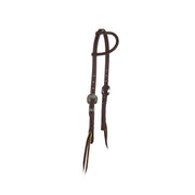 3/4in Chocolate Roughout Single Ear Headstall with Floral Heel Buckles