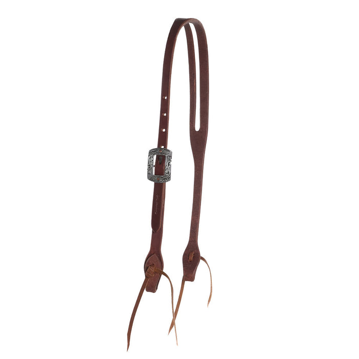 5/8in Oiled Slot Ear Headstall with Floral Cart Buckle