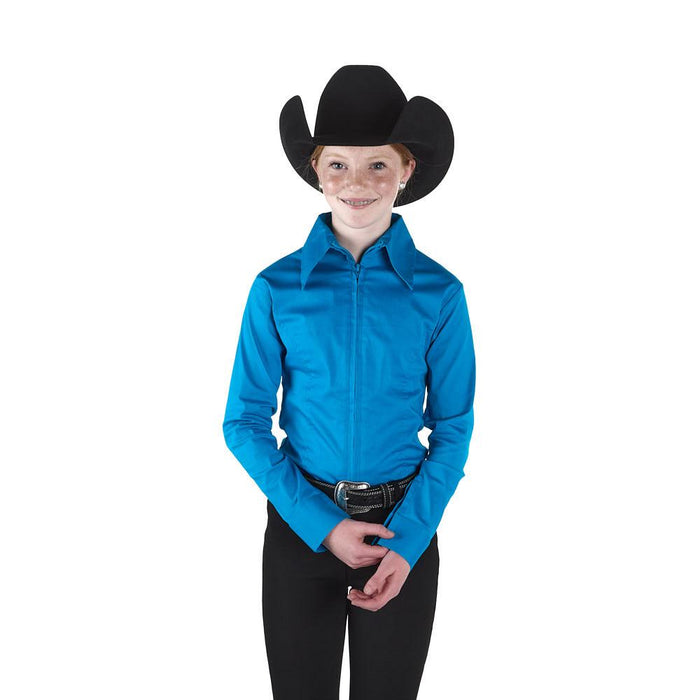 Girl's Turquoise Zip Front Competition Top