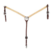Silver Concho Centerplate Braided Natural Rawhide 1in Straight Breast Collar