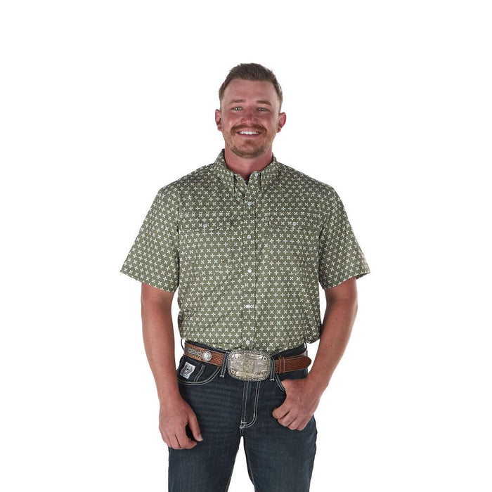 Men's Sage Stars Outdoor Performance Short Sleeve Snap Shirt