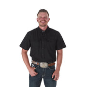 Men's Black Outdoor Performance Short Sleeve Snap Shirt