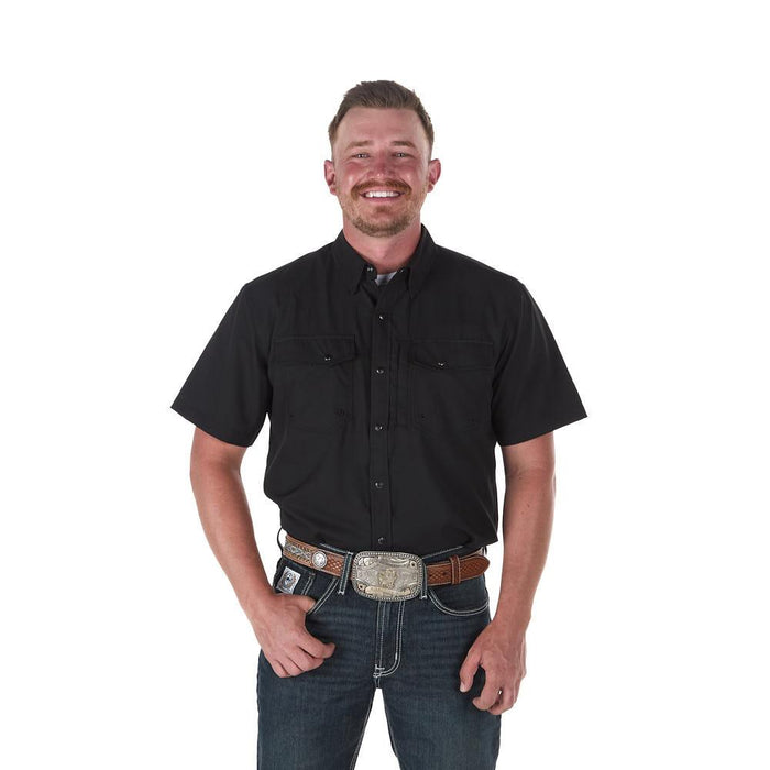 Men's Black Outdoor Performance Short Sleeve Snap Shirt