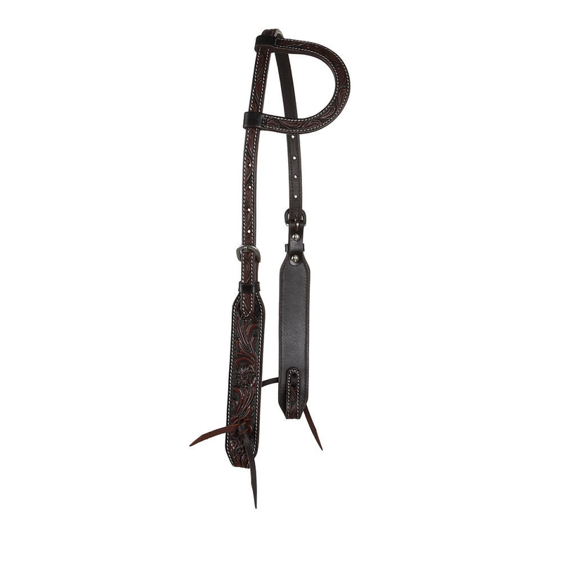 Heavy Oiled Antique Floral Single Ear Headstall