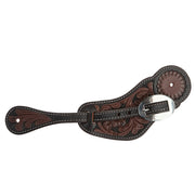 Heavy Oiled Floral Tooled Mens Spur Straps