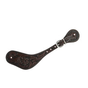 Heavy Oiled Antique Floral Mens Dove Wing Spur Straps